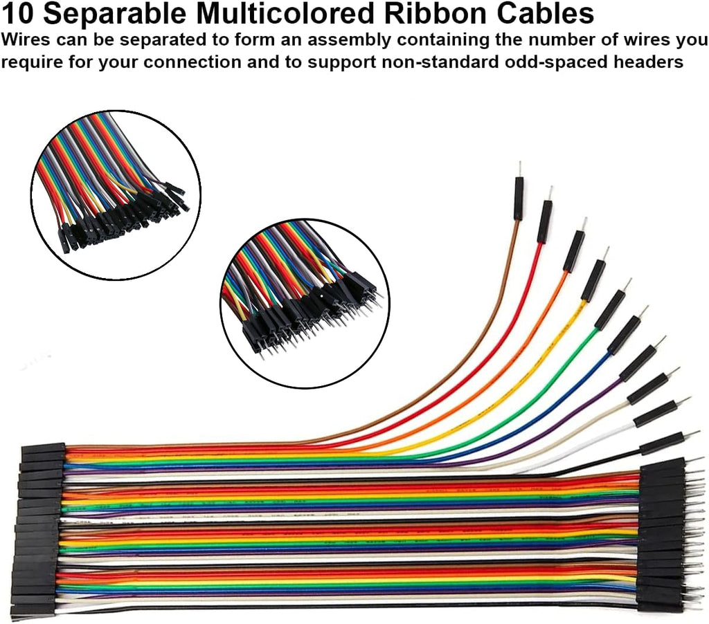 120pcs Multicolored Dupont Wire M-M,M-F,F-F for Breadboard Jumper(20cm/8in)