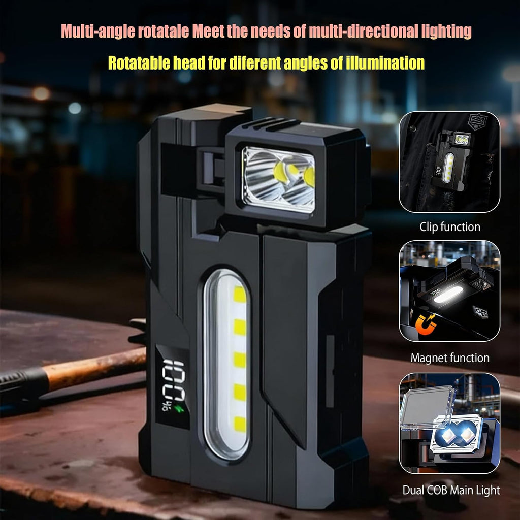 EDC Flashlight Rechargeable, 270°Rotation Magnetic Keychain Flashlight,400 Lumens Portable Flat Mini Flashlights