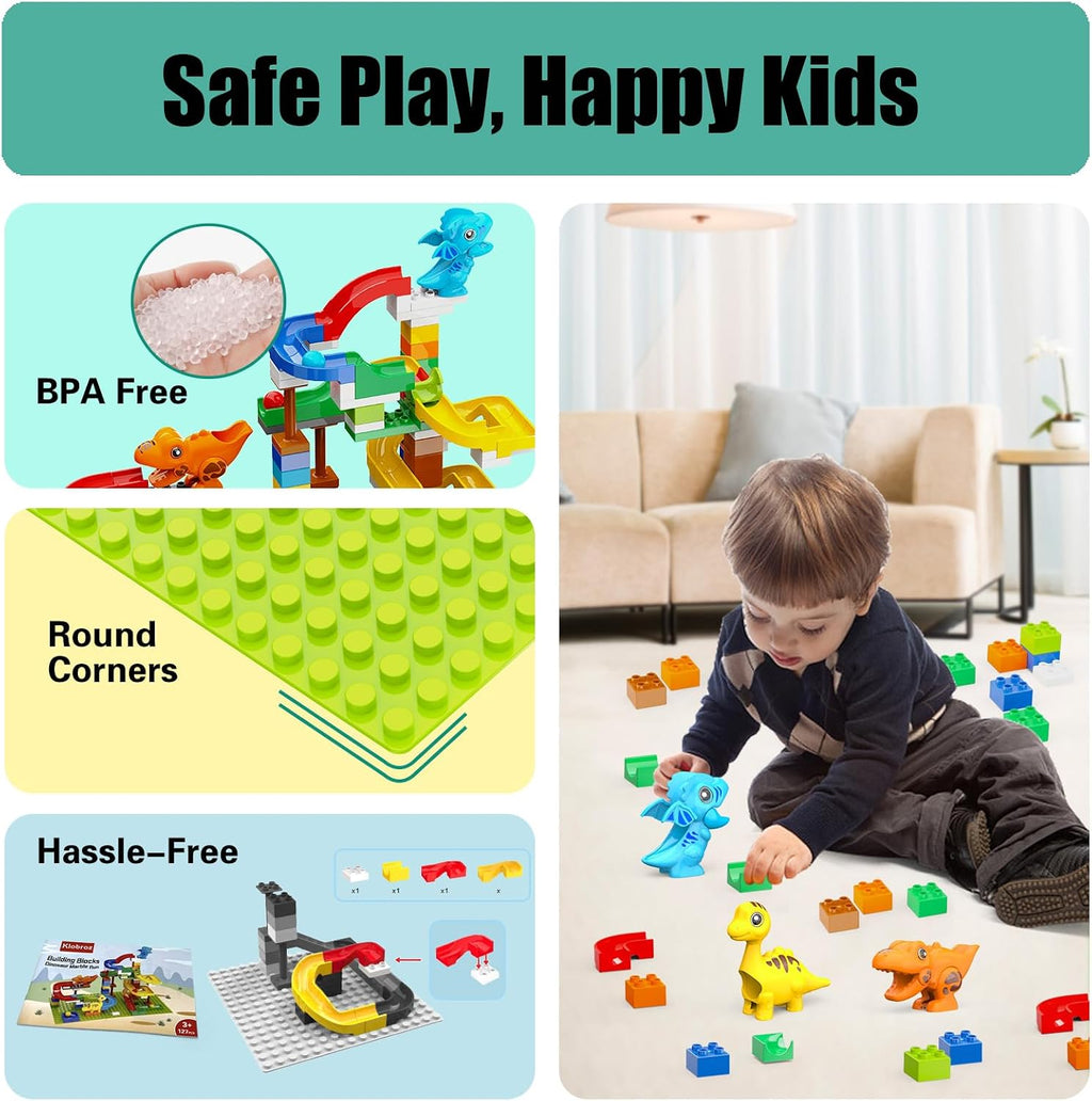 Dinosaur Marble Run, Building Blocks for Toddlers 3 4 5 6 7 8+