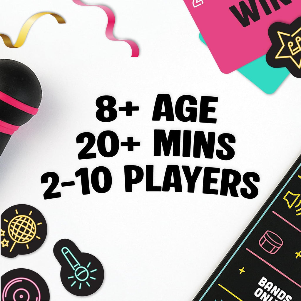 Official Grab The Mic – Family Karaoke Board Game w/Foam Mic, 8+ Ages, 2-10 Players - Games for Bad Singers w/ 230