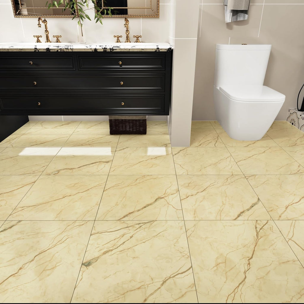 Peel and Stick Waterproof Floor Tile Yellow Marble Floor Tiles Bathroom Flooring Tile Peel and Stick Tiles Self