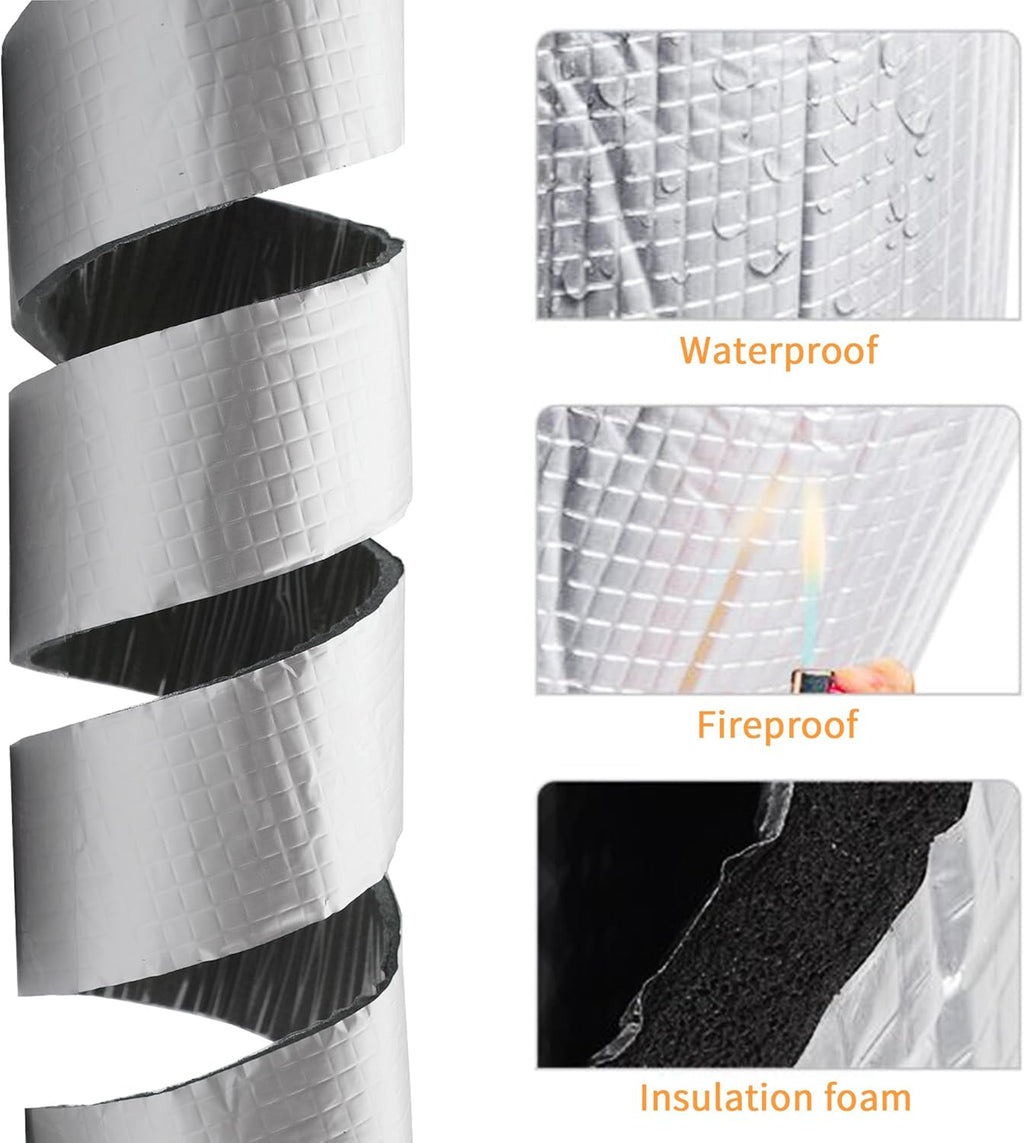 Foam Foil Pipe Insulation Wrap 3 in x 32 ft,Reflective Foil Insulation Tape Self Adhesive with High Resilience for