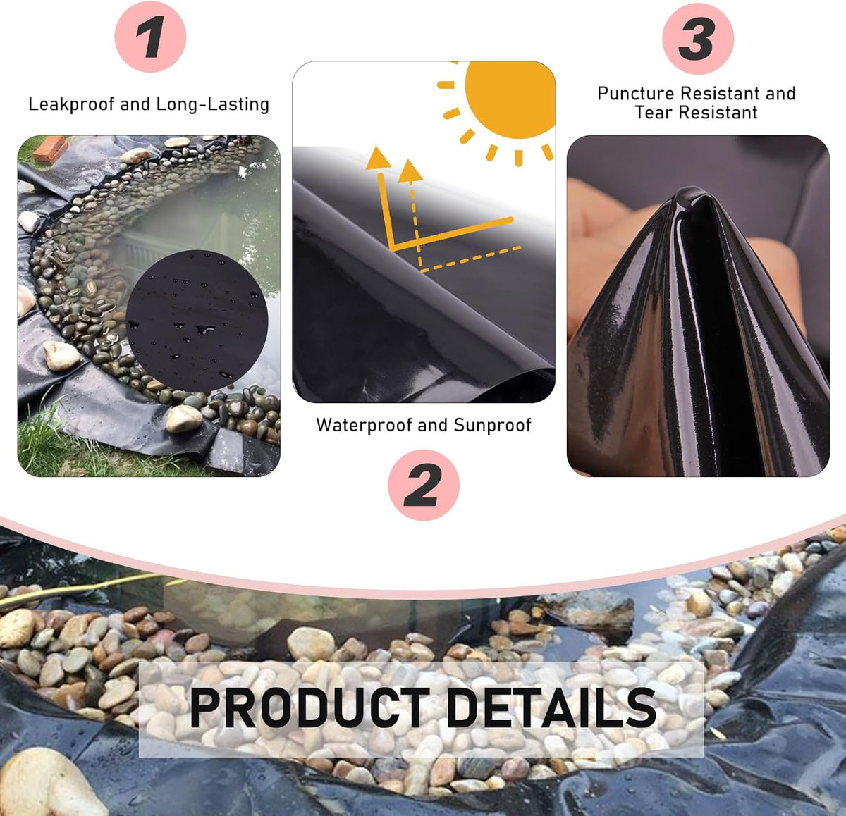 Pond Liner 13 X 20 Ft,20 Mil for Outdoor Ponds HDPE Flexible & Durable