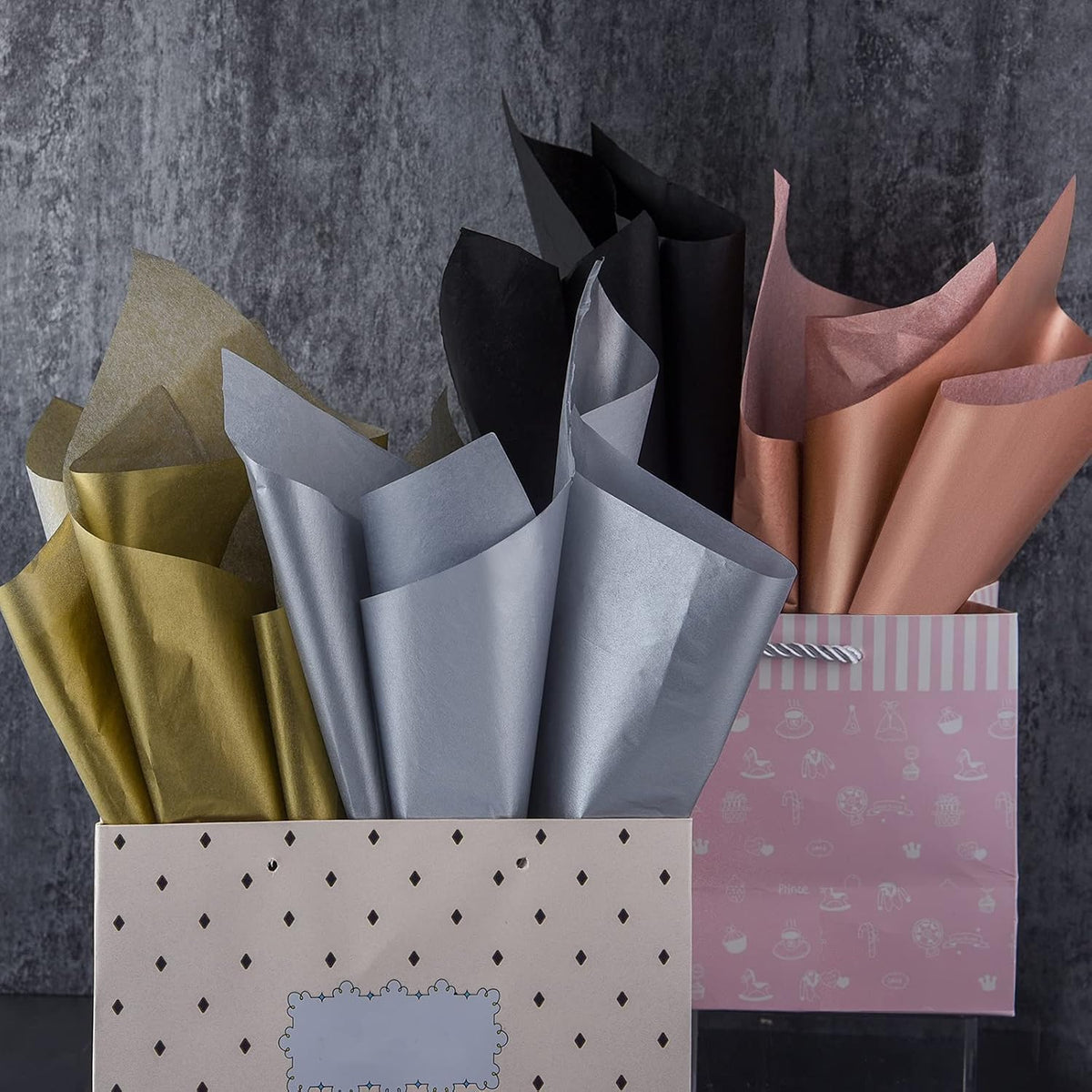 90 Sheets Metallic Gift Wrapping Paper Tissue Paper Bulk for Christmas Weddings Birthday Graduation Party Decor DIY