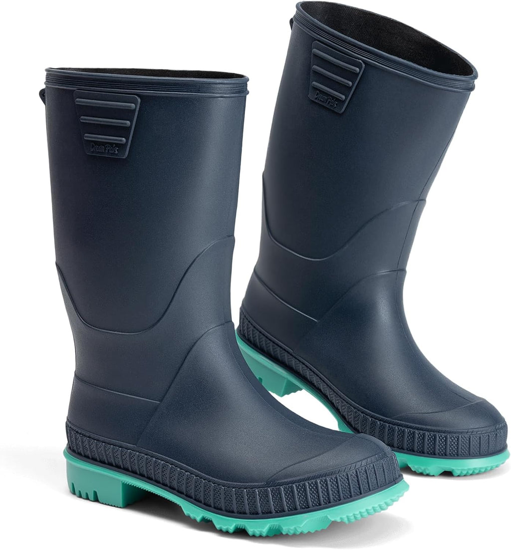 Kids Waterproof Outdoor Rain Boots | Lightweight,Non-Slip Outsole,Easy-On,Unisex Boys Girls,Outdoor Puddle Rainy Day