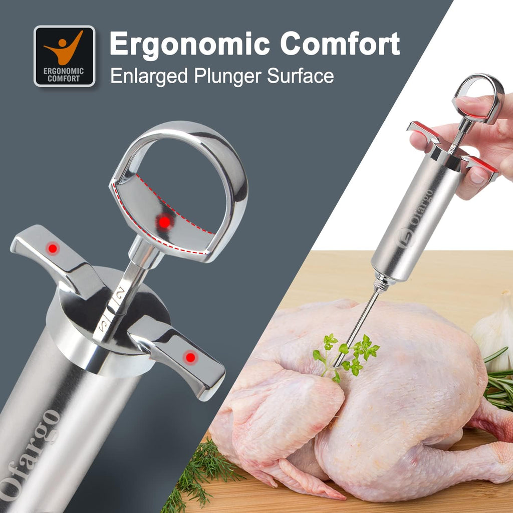 Meat Injector - 3 Needle Marinade Injector for Meats, Turkey, Brisket; 2-oz Capacity
