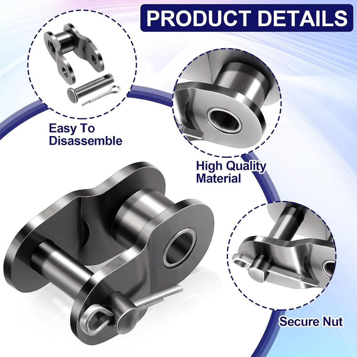 #40 8 PCS Roller Chain Offset Half Link, Carbon Steel Half Link Crank Link for 08A Chain