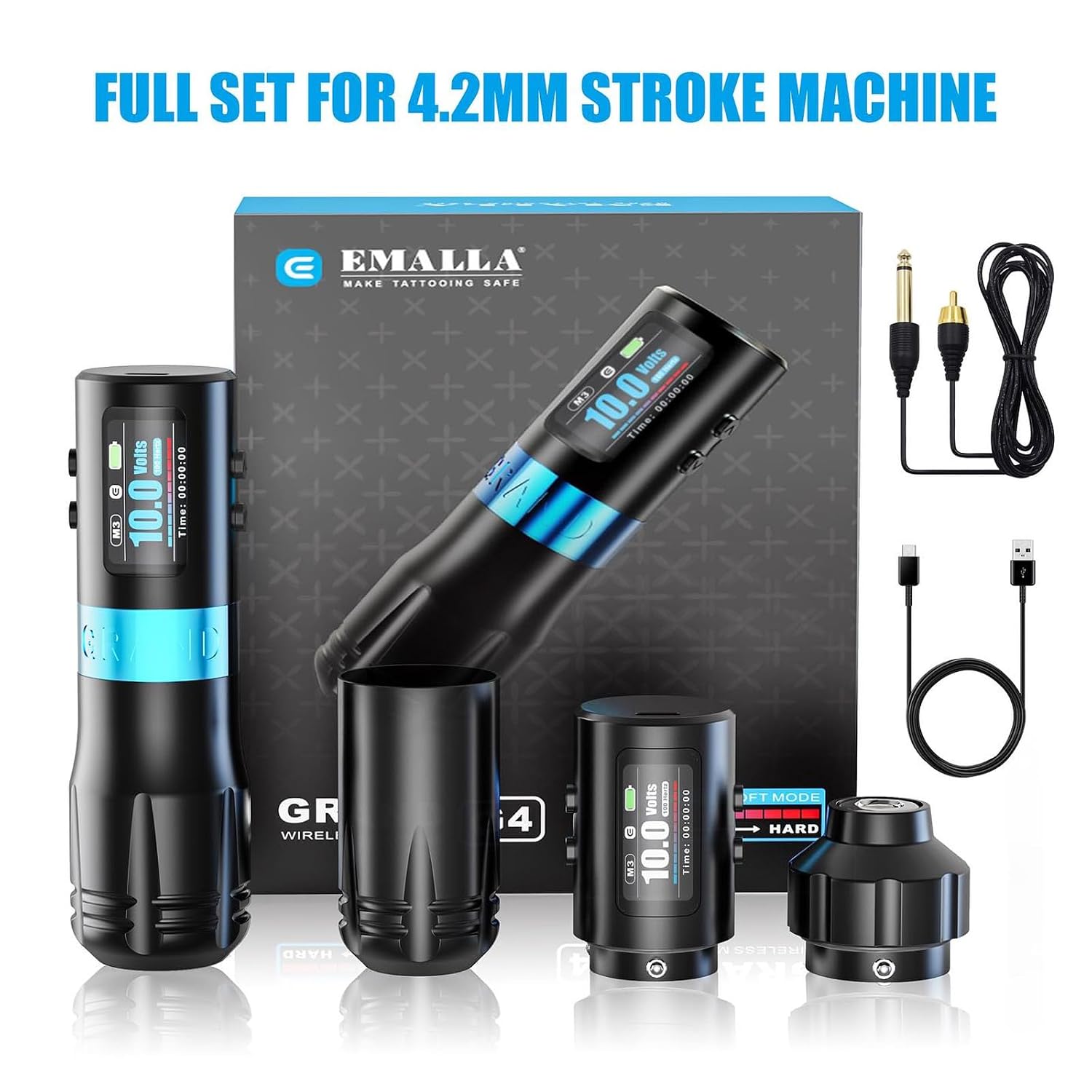 Grand G4 Cordless Tattoo Pen Machine, Professional Tattoo Machine 4.2mm Stroke Long Working Battery Pen Premium Gun