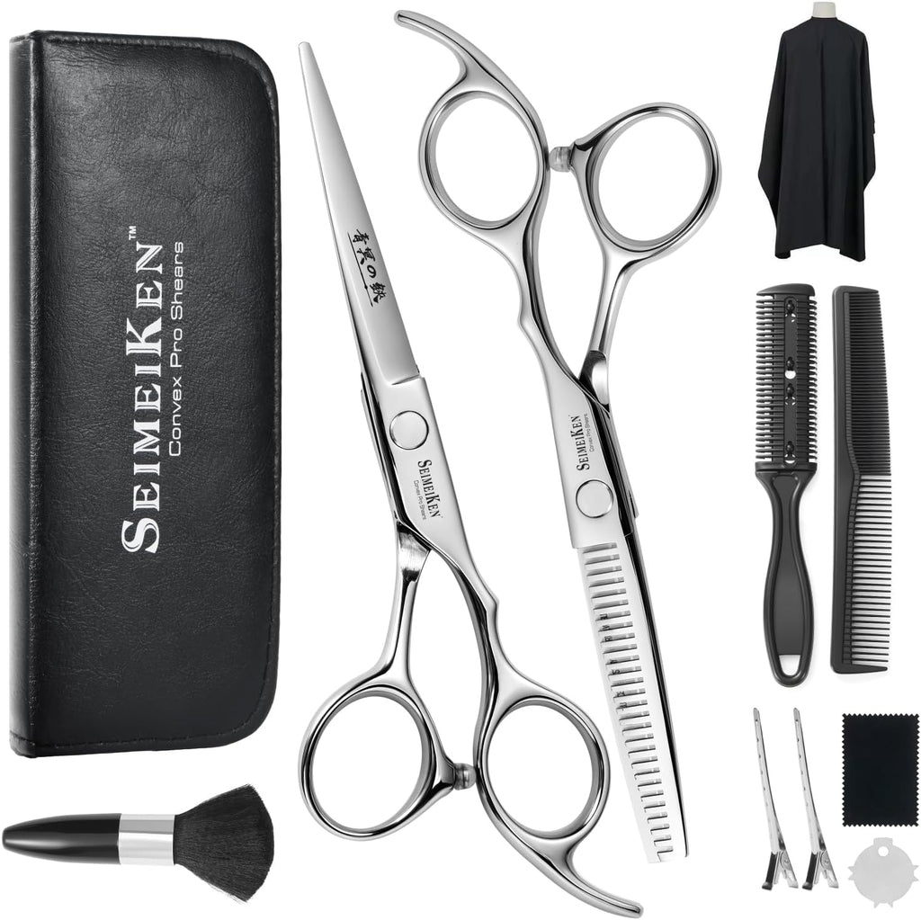 Hair Cutting Scissors Kit, 6" Haircut Scissors Set | 10PCS Professional Hair Shears, Japanese 440C Right-Hand Haircut