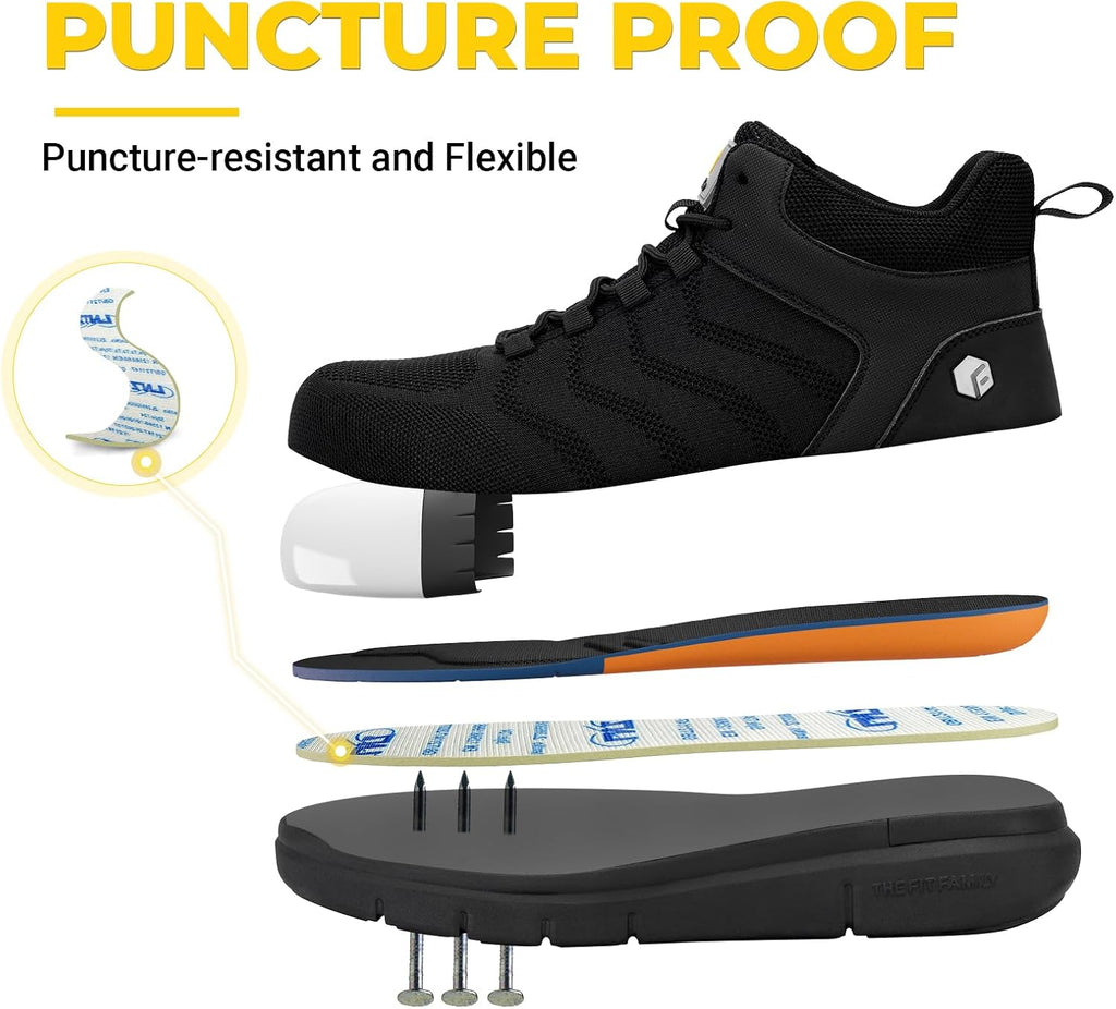 Extra Wide Work Boots for Men Composite Steel Toe Safety Boots High Top Work Shoes for Men