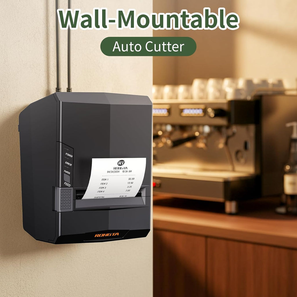 POS Receipt Printer, 80mm Thermal Printer with USB/Serial/Ethernet and Auto Cutter for Kitchen and Retail Use, Cash