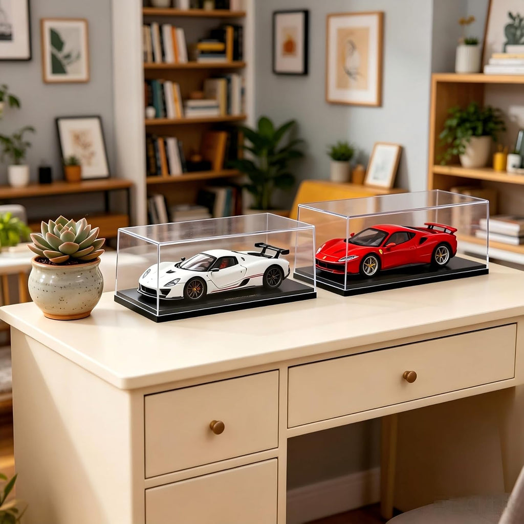 1:18 No Assembly Diecast Display Case with Plastic Base Acrylic Model Car Display Boxes - Dustproof Showcase for