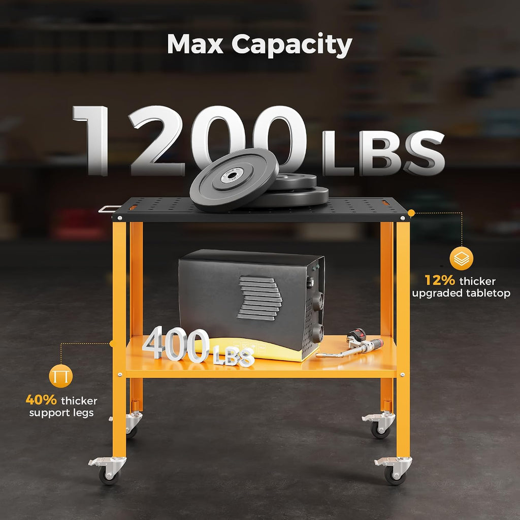 1200LBS Welding Table, 36"x18" Portable Welding Table, for Garage & Workshop