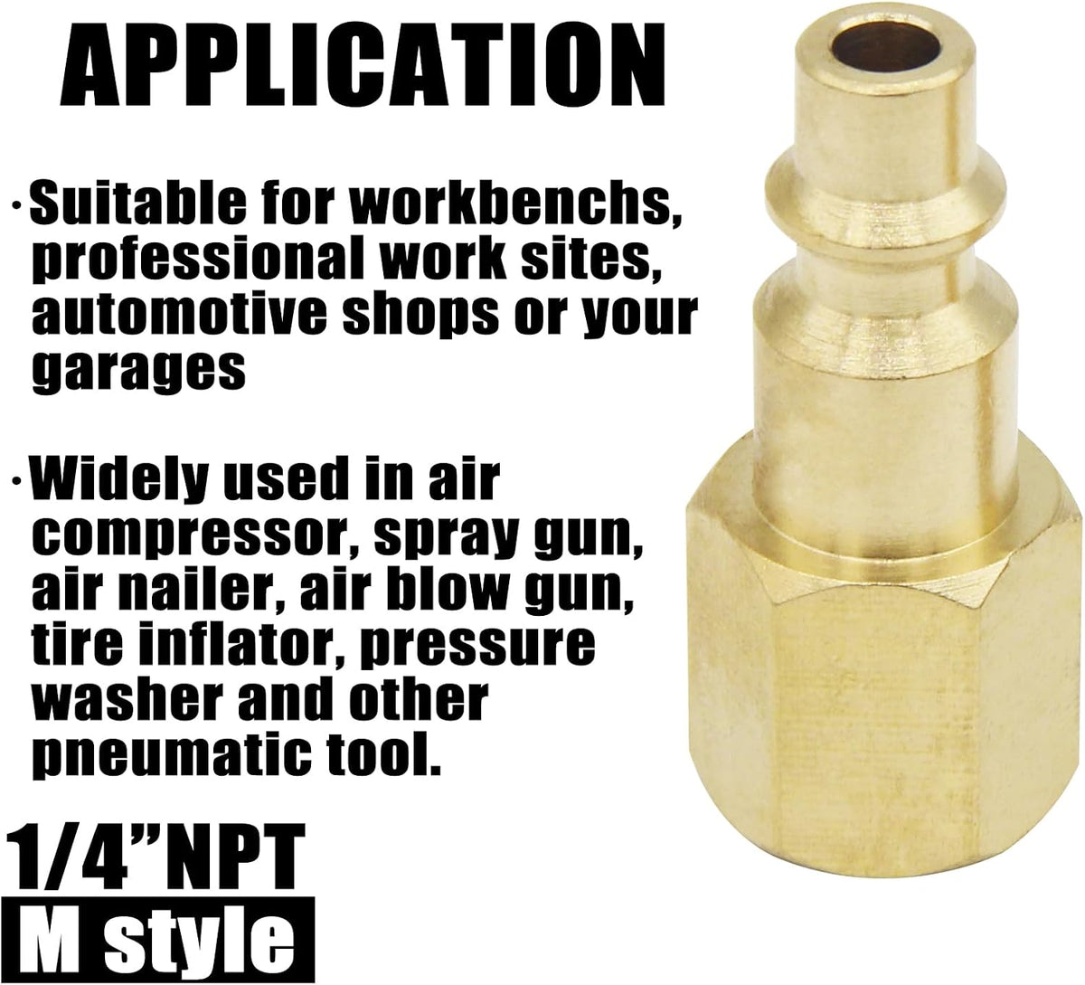 Air Hose Fittings 1/4 inch NPT Female Thread Air Plug, Air Compressor Quick Connect Fittings Durable Solid Brass 300Psi (Industrial Type D, 2 Piece)