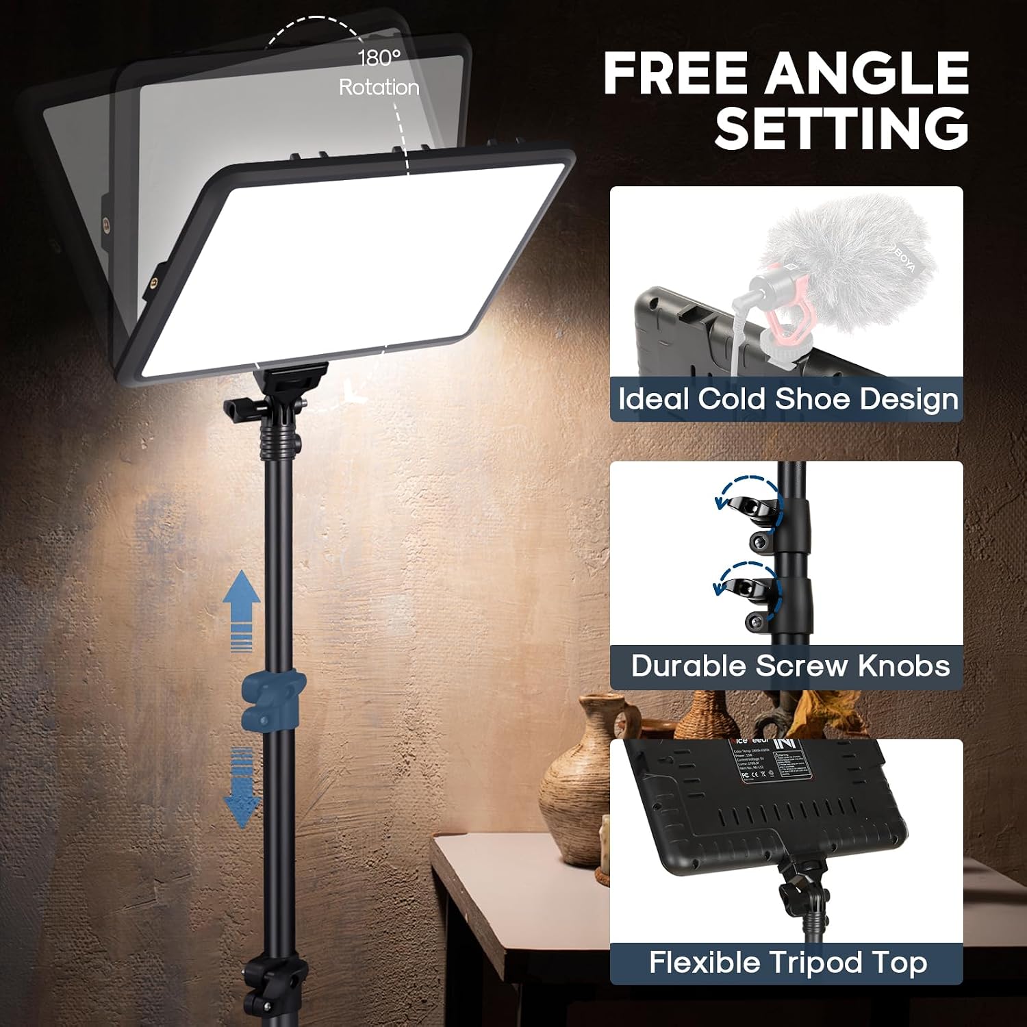 2-Pack Photography Lighting Kit, NiceVeedi 25W LED Video Light Kit, 2900-7000K Dimmable Studio Light with Tripod