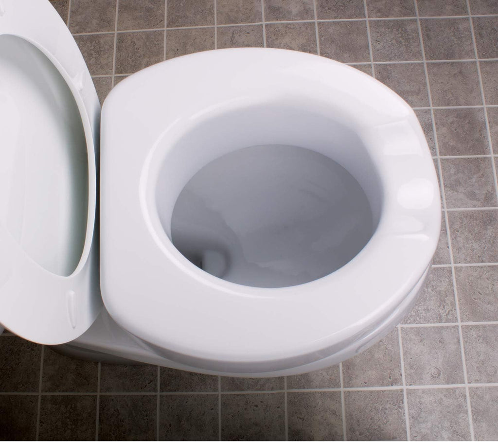 Toilet Seat Riser with Quick-Lock, Raised Plastic Toilet Seat Adds 4” of Height - Fits Most Standard Round &