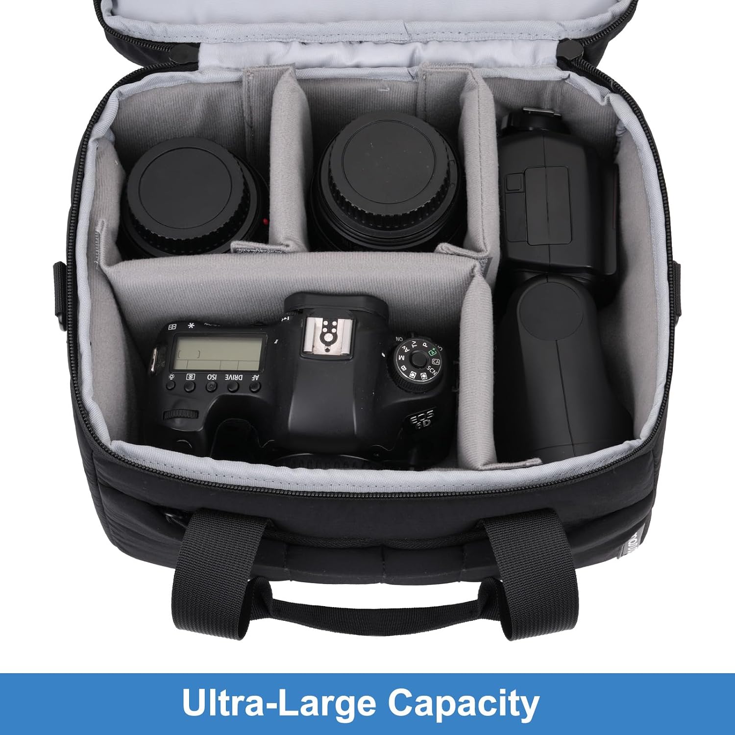 Camera Bag Camera Crossbody Sling Bag, Black | SLR DSLR Mirrorless Camera Bags, Quilted Puffy Padded Shockproof