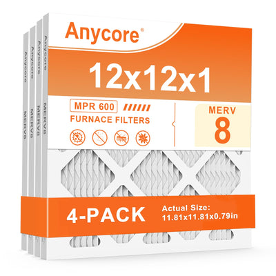 12x12x1 Air Filter 4 Pack MERV 8 Furnace AC Filter