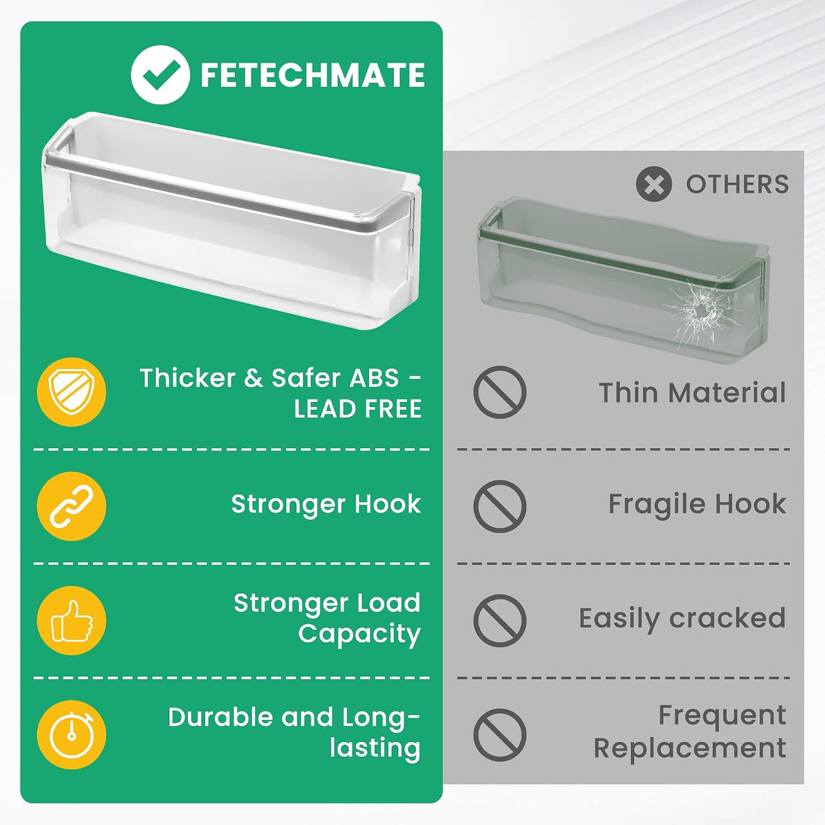 UPGRADED AAP73252302 AAP73252306 Refrigerator (Left) Door Shelf Bin Compatible with L-G, Ken-more Sears, Ken-more Elite Door Shelf Basket Assembly - 1 PACK By Fetechmate