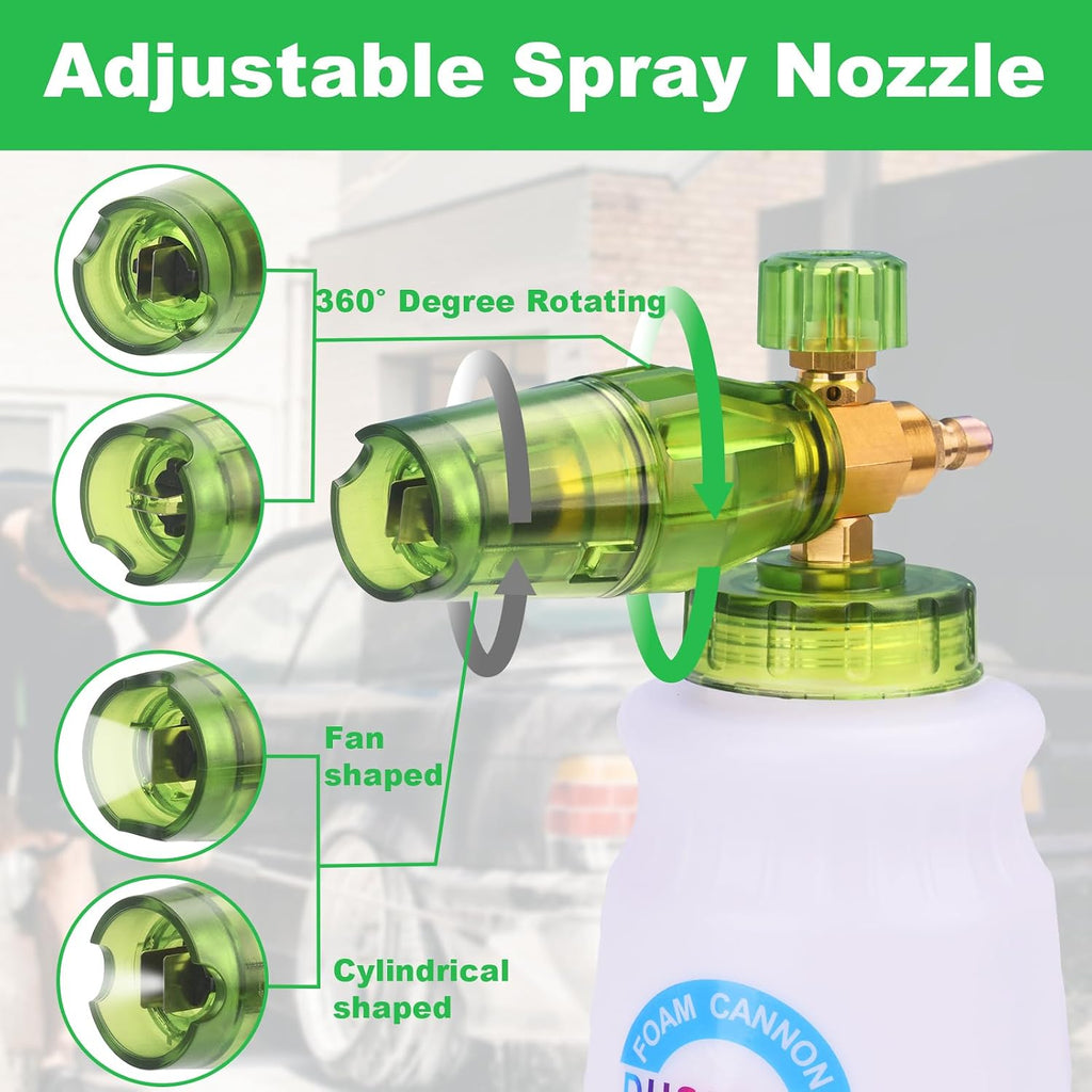 Pressure Washer Accessory Short Wand Foam Cannon | Dual Connector Shift Valve Car Wash Foam Cannon Kit 1/4 Inch Quick
