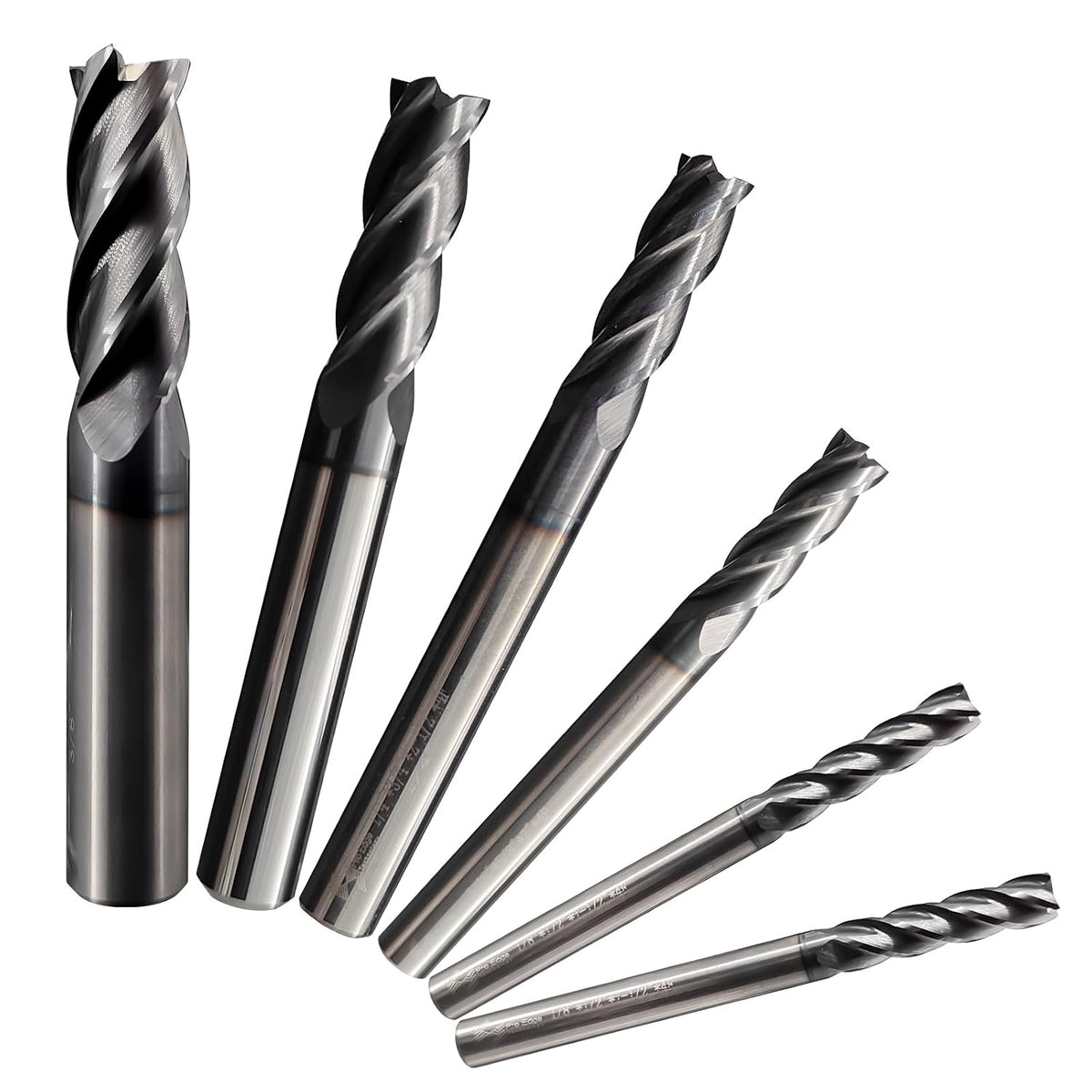 6Pcs Carbide Square End Mill Set 4-Flute TIALN Coated CNC Milling Bits