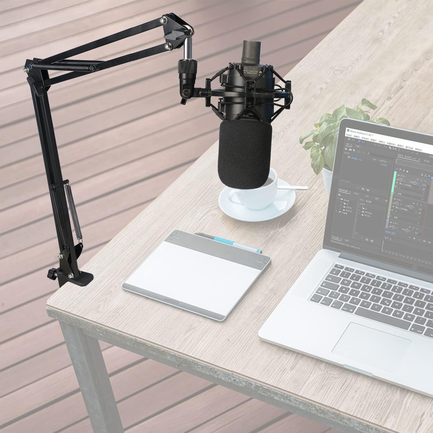 Boom Arm for Audio-Technica AT2020/AT2040, Mic Arm with Foam Cover | Suspension Boom Scissor Arm Stand with Pop