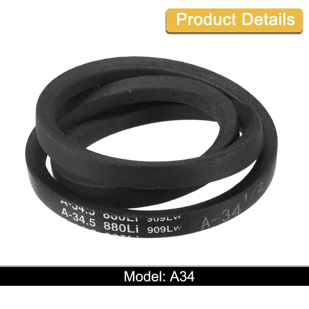 uxcell 3 Pack A34 1/2 Classic Wrapped V-Belt,36" Outer Circ A Profile,Black
