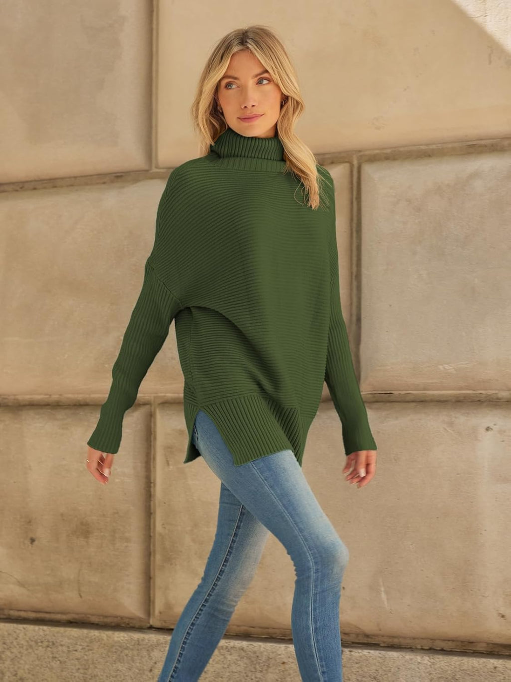 Womens Oversized Roll Neck Sweaters 2026 Fall Long Pullover Tunic