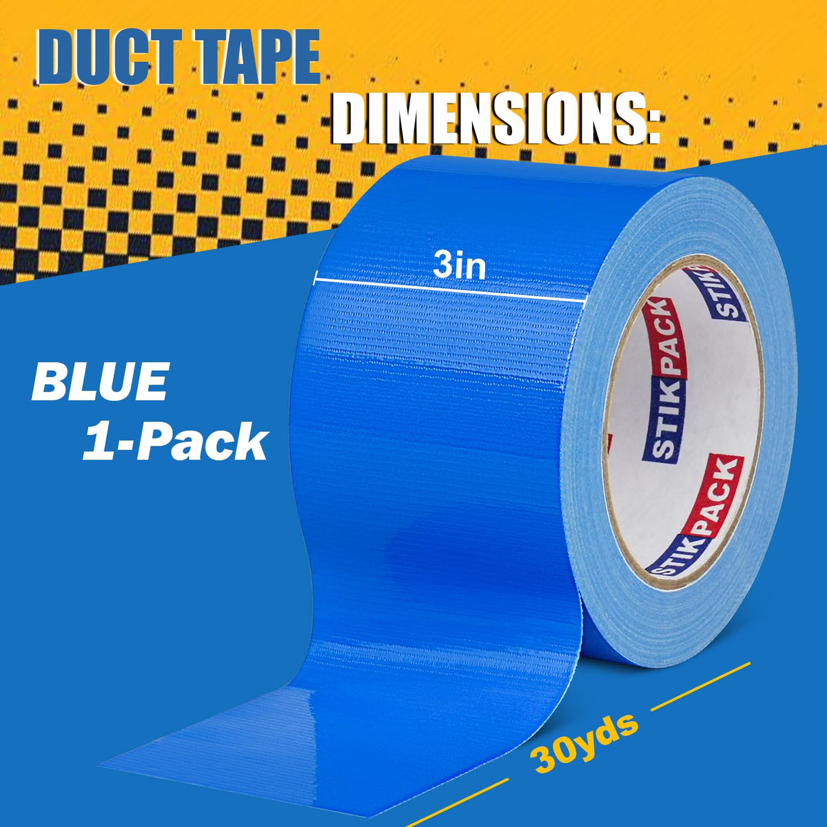 3'' Wide Blue Duct Tape Heavy Duty 3 Inches x 30 Yard, 1 Roll