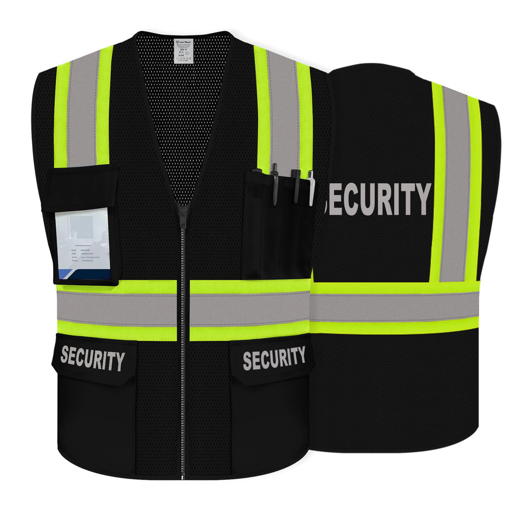 Security Vest for Guard, Safety Vest with Pockets, Black, XL