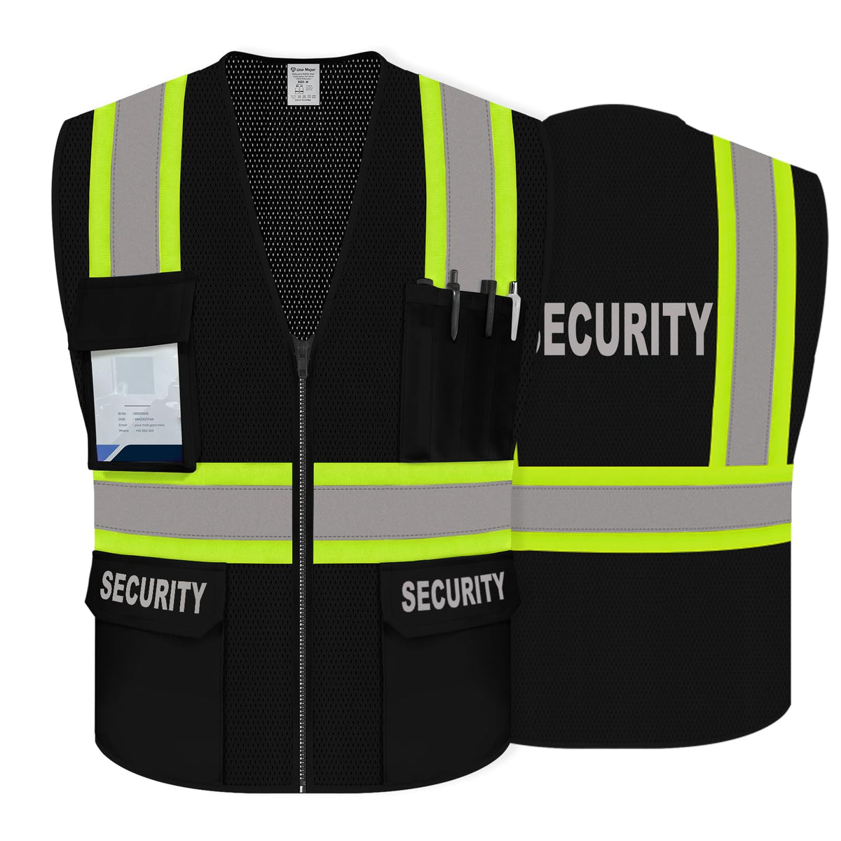 Security Vest for Guard, Safety Vest with Pockets, Black, XL