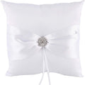 7.8" Satin Artificial Diamond Decoration Wedding Ring Bearer Pillow (White)