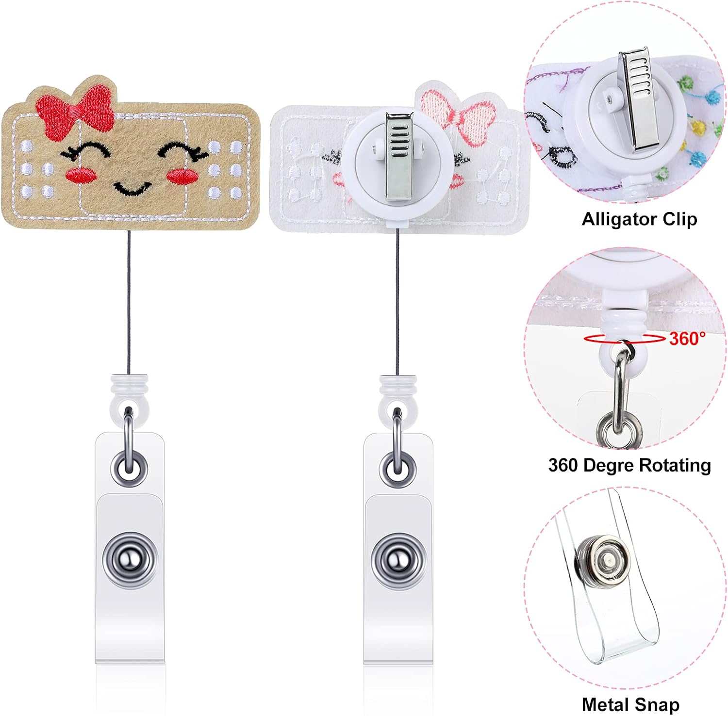 Nurse Felt Badge Reels Cute Nursing Medical Retractable Badge Holder Nursing Student Gifts for Nurses, Doctor