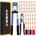 Sanuke Battery Cable Crimper Tool AWG10-1/0, Wire Cutter, 60pcs Copper Lugs