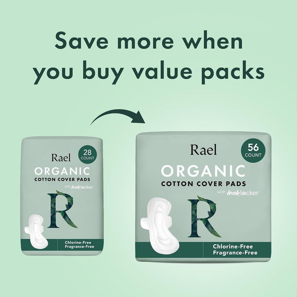 Organic Cotton Cover Sanitary Pads for Women Moderate (Regular, 28 Ct) | Ultra Thin Period Pads with Wings, Regular