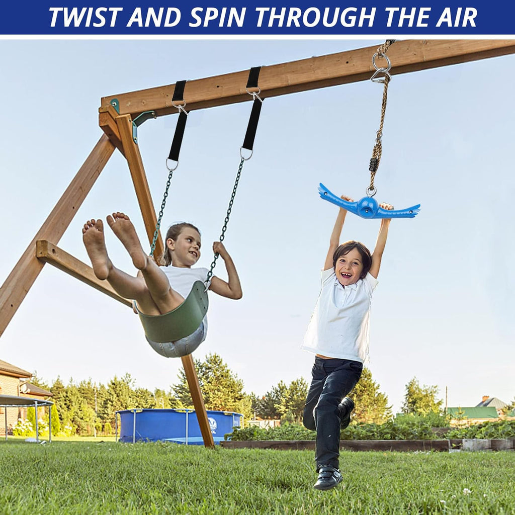 Ninja-Twister Swing Spins Set: Slackline Attachments - 360° Handle Twist-Spin Flips Toy Activate Ninja Powers Warrior