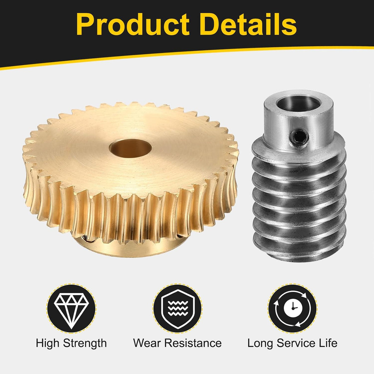 uxcell Worm Gear Set Right Rotation 40T 1 Module 40:1 Reduction Rate