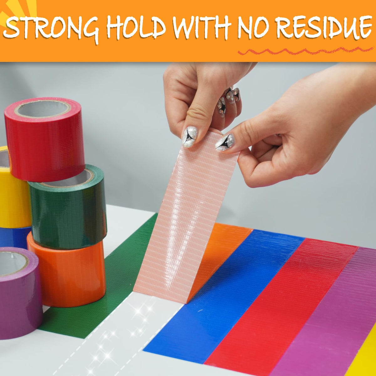 6-Pack Rainbow Colored Duct Tape 10 Yards x 2 Inch Heavy Duty, Waterproof Color Duct Tape Tear by Hand, Strong