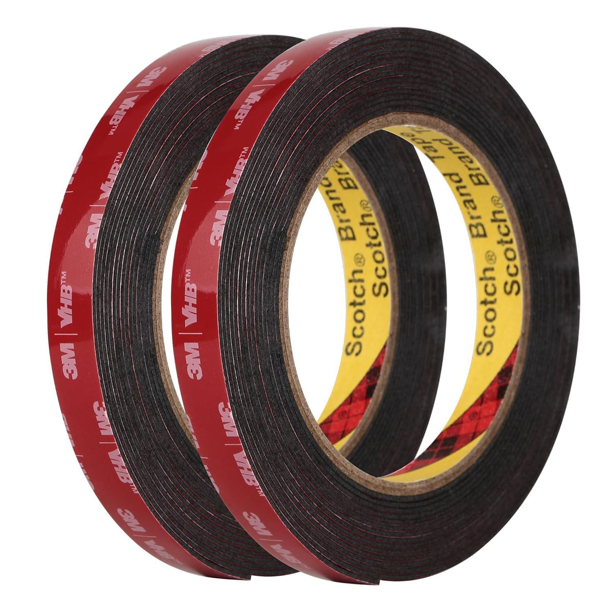3M 5925 Mounting Tape, 2 Pack 0.5 in Black Foam Adhesive