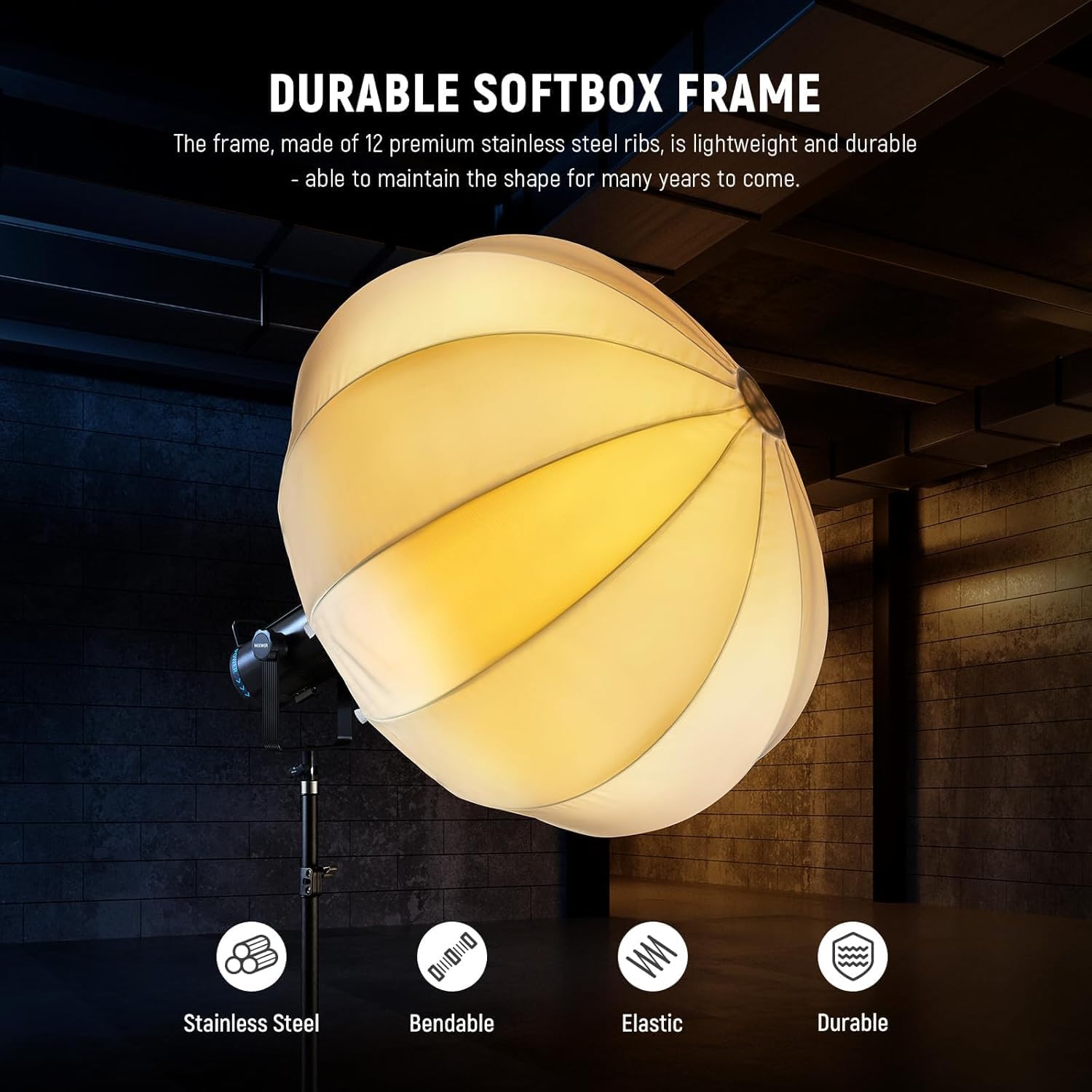 Basics Lantern Softbox, 26" Quick Release 360° Light Diffuser Bowens Mount Nylon Alloy Soft Box for Continuous