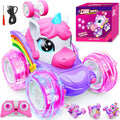 Unicorn Remote Control Car Toys for Girl - 360° Rotating Pink RC Stunt Cars 4WD Remote Cars for Kids, 2.4GHz Toy Car