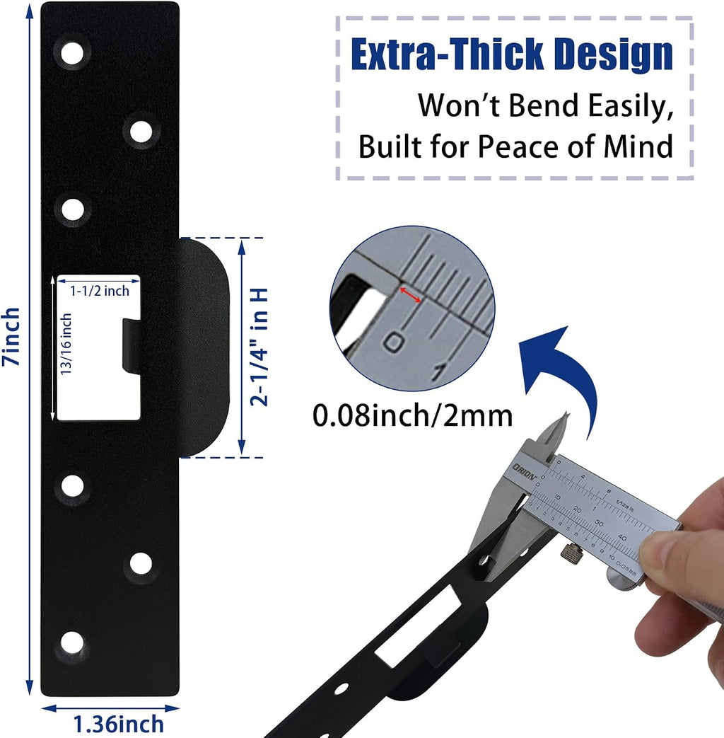 7 Inch Extra Long Door Strike Plate, Heavy Duty Metal Frame Repair Plate | Extended Height Security Plate with Long