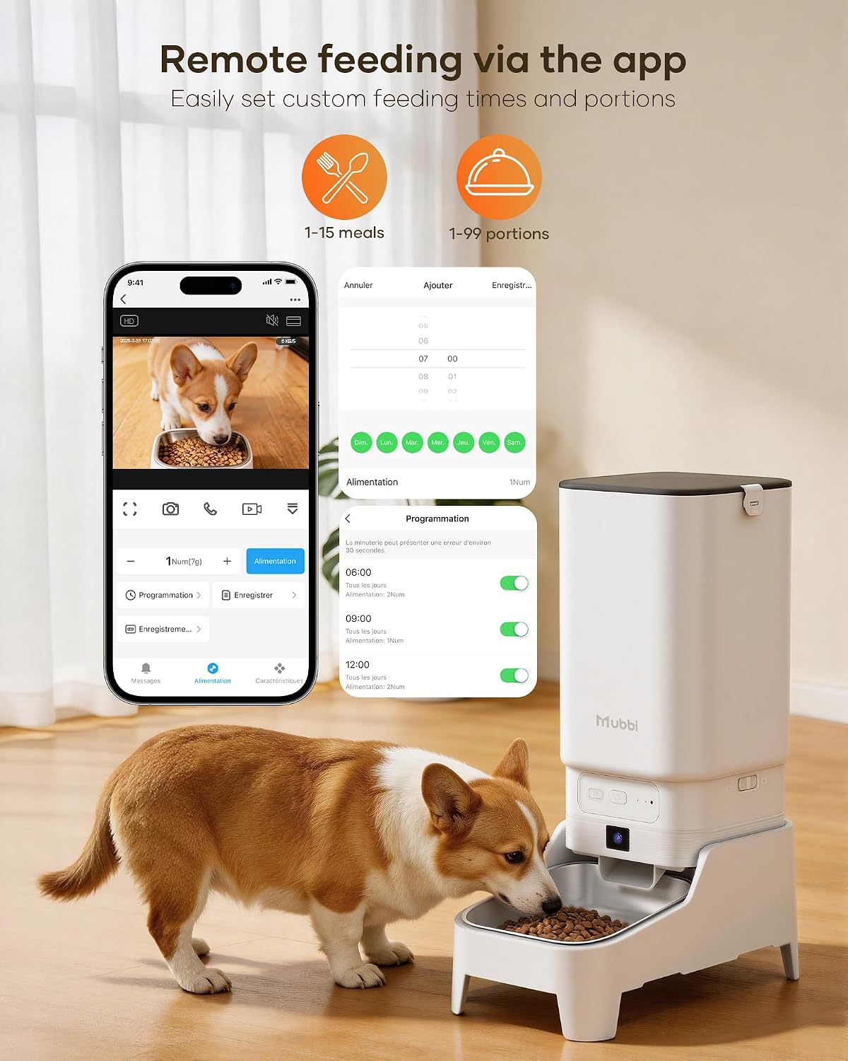 Automatic Cat Feeder with Camera - 7L/29 Cups Auto Dog Feeder with Large Food Tray & 1080P Night Vision, Elevated