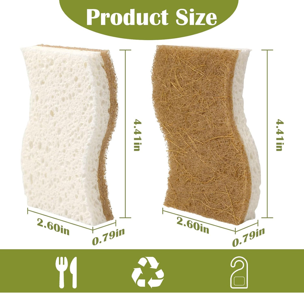 14 Pack Coconut Sponge with Cellulose, White