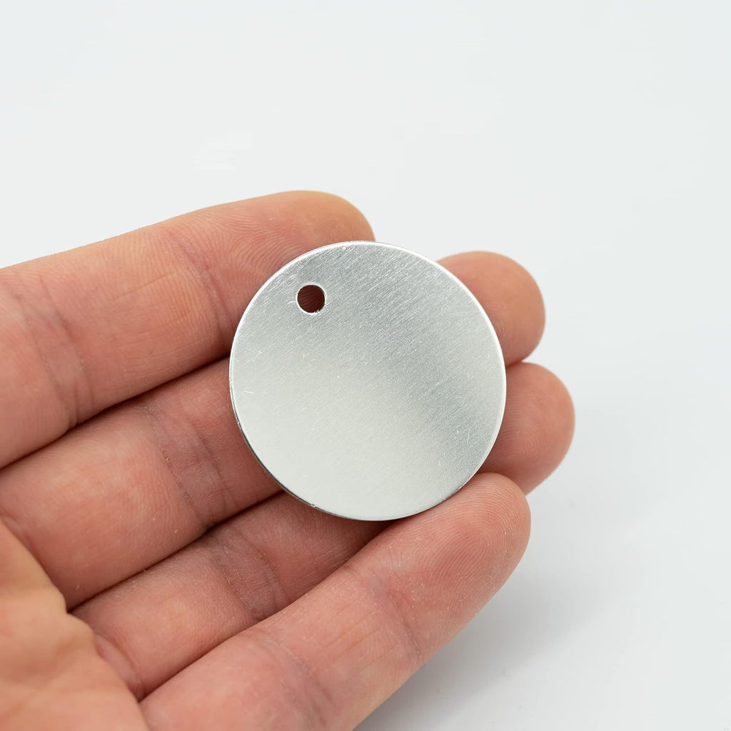 Round Aluminum Blank Tags Stamping Blanks Engraving Blanks 25 Pack (Siver)