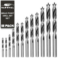 Brad Point Wood Drill Bit Set (12 Pack with Storage Case - 1/8" to 1/2") Carpenters Quality - Woodworking Bits for