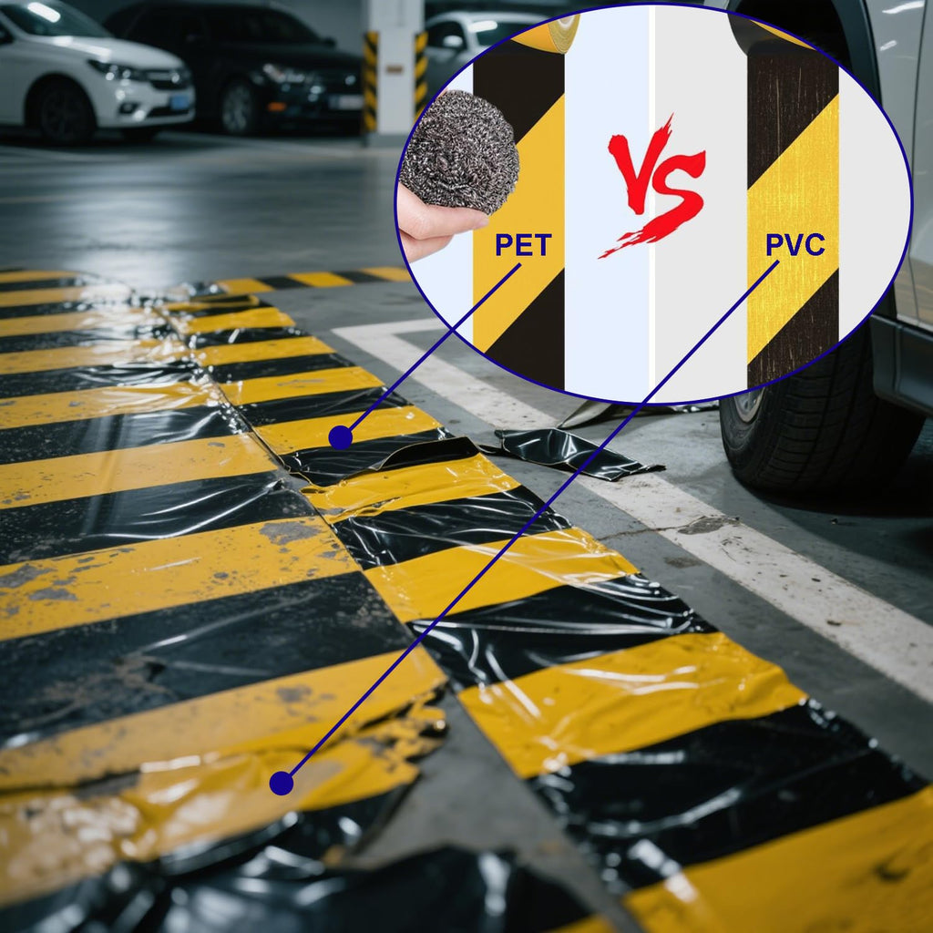 Floor Marking Tape, 4 Rolls Black and Yellow Safety Striped Tape for Hazard Warning and Aisle Marking, High-Tensile