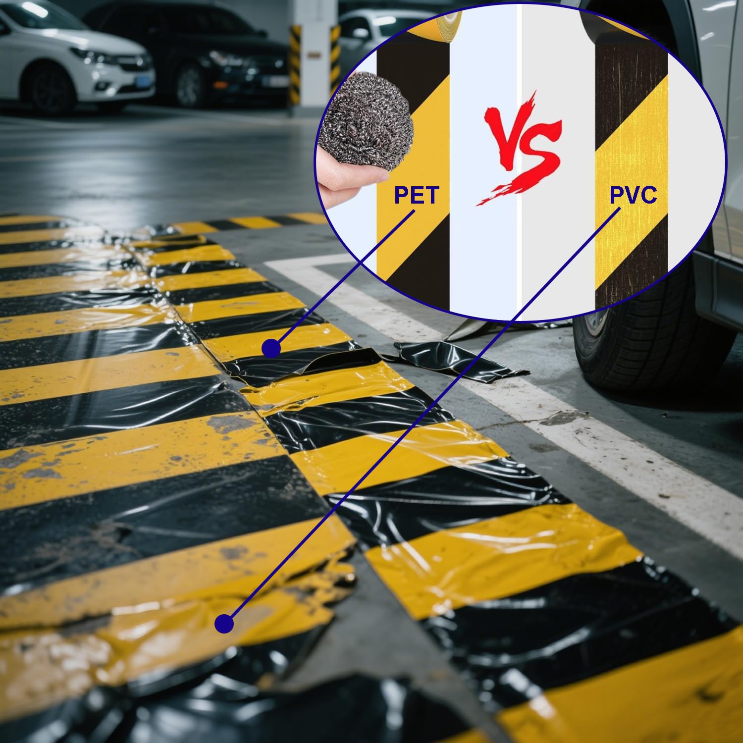 Floor Marking Tape, 4 Rolls Black and Yellow Safety Striped Tape for Hazard Warning and Aisle Marking, High-Tensile