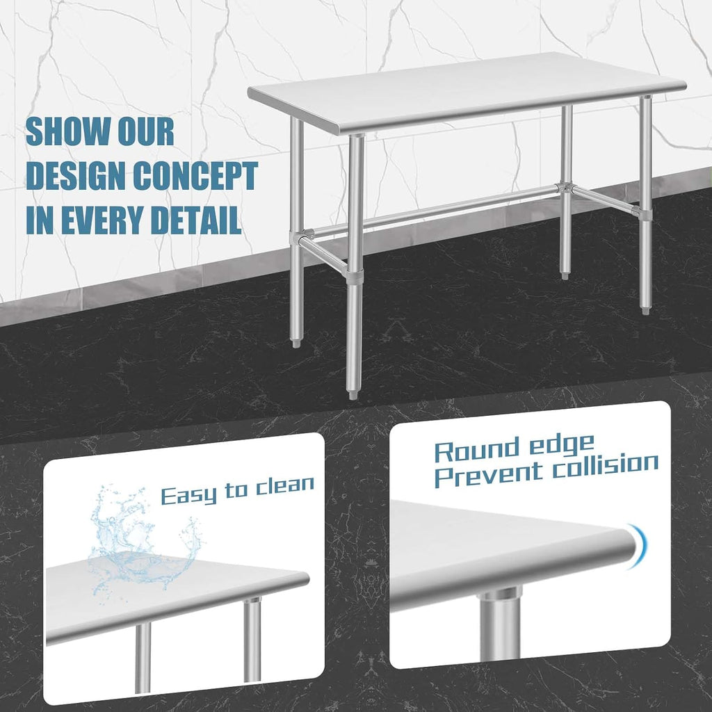 Hally Open Base Stainless Steel Table 24"x48" Commercial Prep&Work Tables