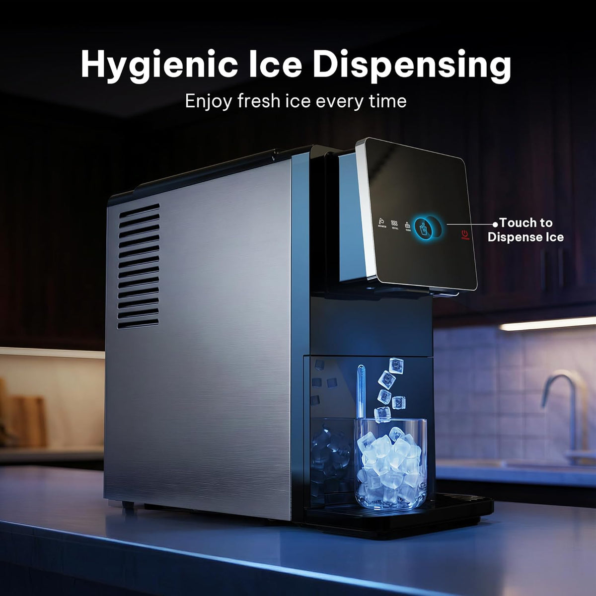 Nugget Ice Maker Countertop, Auto Drop Ice, 40 lbs/24H